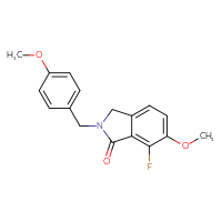 Chemical structure of 7-fluoro-6-methoxy-2-[(4-methoxyphenyl)methyl]-2,3-dihydro-1H-isoindol-1-one - CSSB21241469099