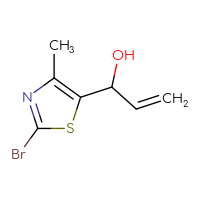 Chemical structure of 1-(2-bromo-4-methyl-1,3-thiazol-5-yl)prop-2-en-1-ol - CSSB21246424041
