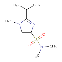 Chemical structure of N,N,1-trimethyl-2-(propan-2-yl)-1H-imidazole-4-sulfonamide - CSSB01992371637