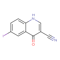 Chemical structure of 6-iodo-4-oxo-1,4-dihydroquinoline-3-carbonitrile - CSSB00000743752