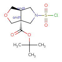 Chemical structure of rac-tert-butyl (3aR,6aR)-5-(chlorosulfonyl)-hexahydro-1H-furo[3,4-c]pyrrole-3a-carboxylate - CSSB14987122475