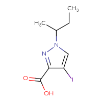 Chemical structure of 1-(butan-2-yl)-4-iodo-1H-pyrazole-3-carboxylic acid - CSSB00010781225