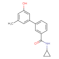 Chemical structure of N-cyclopropyl-3'-hydroxy-5'-methyl-[1,1'-biphenyl]-3-carboxamide - CSSB00150704740