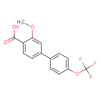 Chemical structure of 3-methoxy-4'-(trifluoromethoxy)-[1,1'-biphenyl]-4-carboxylic acid - CSSB00137326641