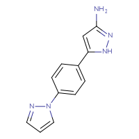 Chemical structure of 5-[4-(1H-pyrazol-1-yl)phenyl]-1H-pyrazol-3-amine - CSSB00102987770