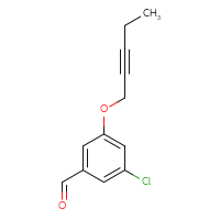 Chemical structure of 3-chloro-5-(pent-2-yn-1-yloxy)benzaldehyde - CSSB02497357904
