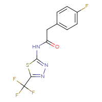 Chemical structure of 2-(4-fluorophenyl)-N-[5-(trifluoromethyl)-1,3,4-thiadiazol-2-yl]acetamide - CSSB00046143261