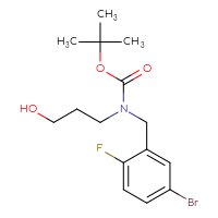 Chemical structure of tert-butyl N-[(5-bromo-2-fluorophenyl)methyl]-N-(3-hydroxypropyl)carbamate - CSSB06385976461