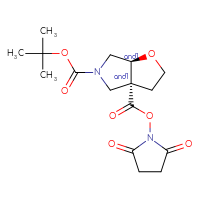 Chemical structure of rac-5-tert-butyl 3a-(2,5-dioxopyrrolidin-1-yl) (3aR,6aS)-hexahydro-2H-furo[2,3-c]pyrrole-3a,5-dicarboxylate - CSSB20620684842