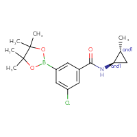Chemical structure of rac-3-chloro-N-[(1R,2R)-2-methylcyclopropyl]-5-(4,4,5,5-tetramethyl-1,3,2-dioxaborolan-2-yl)benzamide - CSSB02522175130