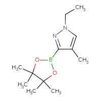 Chemical structure of 1-ethyl-4-methyl-3-(4,4,5,5-tetramethyl-1,3,2-dioxaborolan-2-yl)-1H-pyrazole - CSSB00011092281