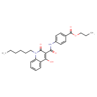 Chemical structure of propyl 4-(1-hexyl-4-hydroxy-2-oxo-1,2-dihydroquinoline-3-amido)benzoate - CSSB00015191134