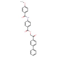 Chemical structure of 2-{[1,1'-biphenyl]-4-yl}-2-oxoethyl 4-(4-methoxybenzamido)benzoate - CSSB00121684399