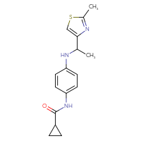 Chemical structure of N-(4-{[1-(2-methyl-1,3-thiazol-4-yl)ethyl]amino}phenyl)cyclopropanecarboxamide - CSSB00000754384
