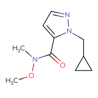 Chemical structure of 1-(cyclopropylmethyl)-N-methoxy-N-methyl-1H-pyrazole-5-carboxamide - CSSB01045818099