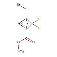 Chemical structure of methyl (1r,3r)-3-(bromomethyl)-2,2-difluorobicyclo[1.1.1]pentane-1-carboxylate - CSSB14801643484