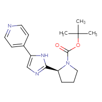 Chemical structure of tert-butyl (2S)-2-[5-(pyridin-4-yl)-1H-imidazol-2-yl]pyrrolidine-1-carboxylate - CSSB06588653023