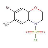 Chemical structure of 7-bromo-6-methyl-3,4-dihydro-2H-1,4-benzoxazine-4-sulfonyl chloride - CSSB15019978702
