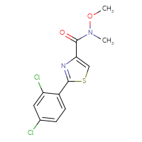 Chemical structure of 2-(2,4-dichlorophenyl)-N-methoxy-N-methyl-1,3-thiazole-4-carboxamide - CSSB02020832629