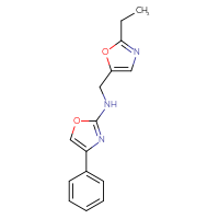 Chemical structure of N-[(2-ethyl-1,3-oxazol-5-yl)methyl]-4-phenyl-1,3-oxazol-2-amine - CSSB21495873869