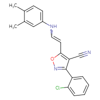 Chemical structure of 3-(2-chlorophenyl)-5-{2-[(3,4-dimethylphenyl)amino]ethenyl}-1,2-oxazole-4-carbonitrile - CSSB02125603021