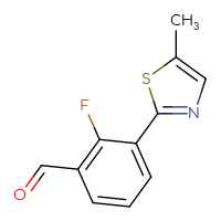 Chemical structure of 2-fluoro-3-(5-methyl-1,3-thiazol-2-yl)benzaldehyde - CSSB00118813814