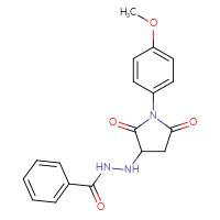 Chemical structure of N'-[1-(4-methoxyphenyl)-2,5-dioxopyrrolidin-3-yl]benzohydrazide - CSSB00121689461