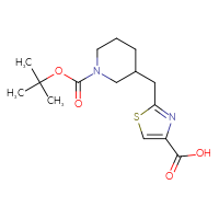 Chemical structure of 2-({1-[(tert-butoxy)carbonyl]piperidin-3-yl}methyl)-1,3-thiazole-4-carboxylic acid - CSSB00133014087