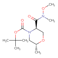 Chemical structure of tert-butyl (2R,5R)-5-[methoxy(methyl)carbamoyl]-2-methylmorpholine-4-carboxylate - CSSB06720703753