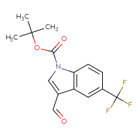 Chemical structure of tert-butyl 3-formyl-5-(trifluoromethyl)-1H-indole-1-carboxylate - CSSB06718419326