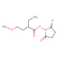 Chemical structure of 2,5-dioxopyrrolidin-1-yl 2-ethyl-4-methoxybutanoate - CSSB20269714504