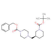 Chemical structure of benzyl 4-{[(3S)-1-[(tert-butoxy)carbonyl]piperidin-3-yl]methyl}piperazine-1-carboxylate - CSSB00107255472