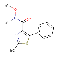 Chemical structure of N-methoxy-N,2-dimethyl-5-phenyl-1,3-thiazole-4-carboxamide - CSSB02004561248