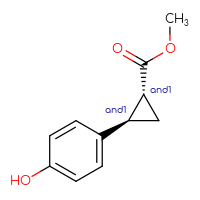 Chemical structure of rac-methyl (1R,2R)-2-(4-hydroxyphenyl)cyclopropane-1-carboxylate - CSSB02496026028