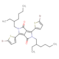 Chemical structure of 3,6-bis(5-bromothiophen-2-yl)-2,5-bis(2-ethylhexyl)-1H,2H,4H,5H-pyrrolo[3,4-c]pyrrole-1,4-dione - CSSB00015190396