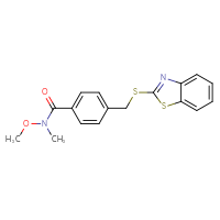 Chemical structure of 4-[(1,3-benzothiazol-2-ylsulfanyl)methyl]-N-methoxy-N-methylbenzamide - CSSB00027988182