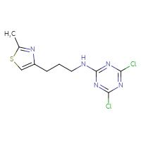 Chemical structure of 4,6-dichloro-N-[3-(2-methyl-1,3-thiazol-4-yl)propyl]-1,3,5-triazin-2-amine - CSSB03463463632