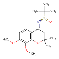 Chemical structure of (R)-N-(7,8-dimethoxy-2,2-dimethyl-3,4-dihydro-2H-1-benzopyran-4-ylidene)-2-methylpropane-2-sulfinamide - CSSB21349271857