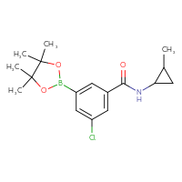 Chemical structure of 3-chloro-N-(2-methylcyclopropyl)-5-(4,4,5,5-tetramethyl-1,3,2-dioxaborolan-2-yl)benzamide - CSSB02522174824