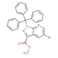 Chemical structure of methyl 5-bromo-1-(triphenylmethyl)-1H-pyrazolo[3,4-b]pyridine-3-carboxylate - CSSB02495351016