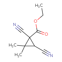 Chemical structure of ethyl 1,3-dicyano-2,2-dimethylcyclopropane-1-carboxylate - CSSB14991331397