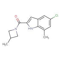 Chemical structure of 5-chloro-7-methyl-2-(3-methylazetidine-1-carbonyl)-1H-indole - CSSB01863580940