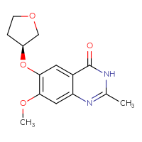 Chemical structure of 7-methoxy-2-methyl-6-[(3S)-oxolan-3-yloxy]-3,4-dihydroquinazolin-4-one - CSSB02495333091