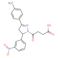 Chemical structure of 4-[3-(4-methylphenyl)-5-(3-nitrophenyl)-4,5-dihydro-1H-pyrazol-1-yl]-4-oxobutanoic acid - CSSB00025748655
