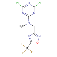 Chemical structure of 4,6-dichloro-N-methyl-N-{[5-(trifluoromethyl)-1,2,4-oxadiazol-3-yl]methyl}-1,3,5-triazin-2-amine - CSSB21332146755
