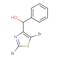 Chemical structure of (2,5-dibromo-1,3-thiazol-4-yl)(phenyl)methanol - CSSB21246421081