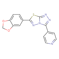 Chemical structure of 4-[6-(2H-1,3-benzodioxol-5-yl)-[1,2,4]triazolo[3,4-b][1,3,4]thiadiazol-3-yl]pyridine - CSSB00121637628