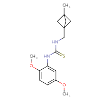 Chemical structure of 1-(2,5-dimethoxyphenyl)-3-({3-methylbicyclo[1.1.1]pentan-1-yl}methyl)thiourea - CSSB01985559108