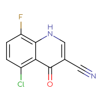 Chemical structure of 5-chloro-8-fluoro-4-oxo-1,4-dihydroquinoline-3-carbonitrile - CSSB00011221646