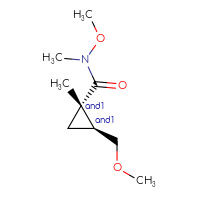 Chemical structure of rac-(1R,2R)-N-methoxy-2-(methoxymethyl)-N,1-dimethylcyclopropane-1-carboxamide - CSSB21291564329